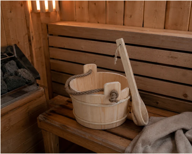 Wooden Sauna Bucket and Ladle Set